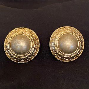 Vintage 1980s Anne Klein Ornate Medal Earrings